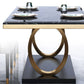 Luxury Marble Dining Table for Restaurant Rectangle Table with Metal Pedestal in Gold Clearhalo 'Dining Tables & Seating' 'Dining Tables' 'dining_table' 'furn' 'furn_dining_table' 'Furniture' 'furniture_dining_table' 'Kitchen & Dining Furniture' 'kitchen' 'kitchen_dining_table' 4818182