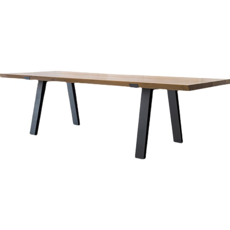Rectangle Wood Color Dining Table Solid Wood Table Industrial with 4 Legs Without Chairs Clearhalo 'Dining Tables & Seating' 'Dining Tables' 'dining_table' 'furn' 'furn_dining_table' 'Furniture' 'furniture_dining_table' 'Kitchen & Dining Furniture' 'kitchen' 'kitchen_dining_table' 4818195