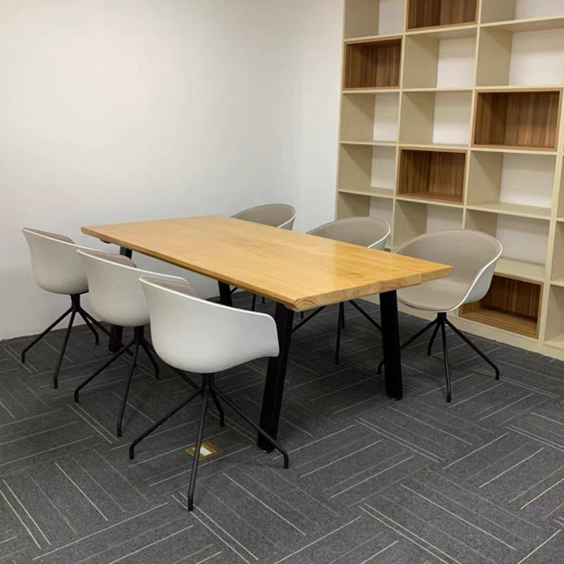 Rectangle Wood Color Dining Table Solid Wood Table Industrial with 4 Legs Clearhalo 'Dining Tables & Seating' 'Dining Tables' 'dining_table' 'furn' 'furn_dining_table' 'Furniture' 'furniture_dining_table' 'Kitchen & Dining Furniture' 'kitchen' 'kitchen_dining_table' 4818199