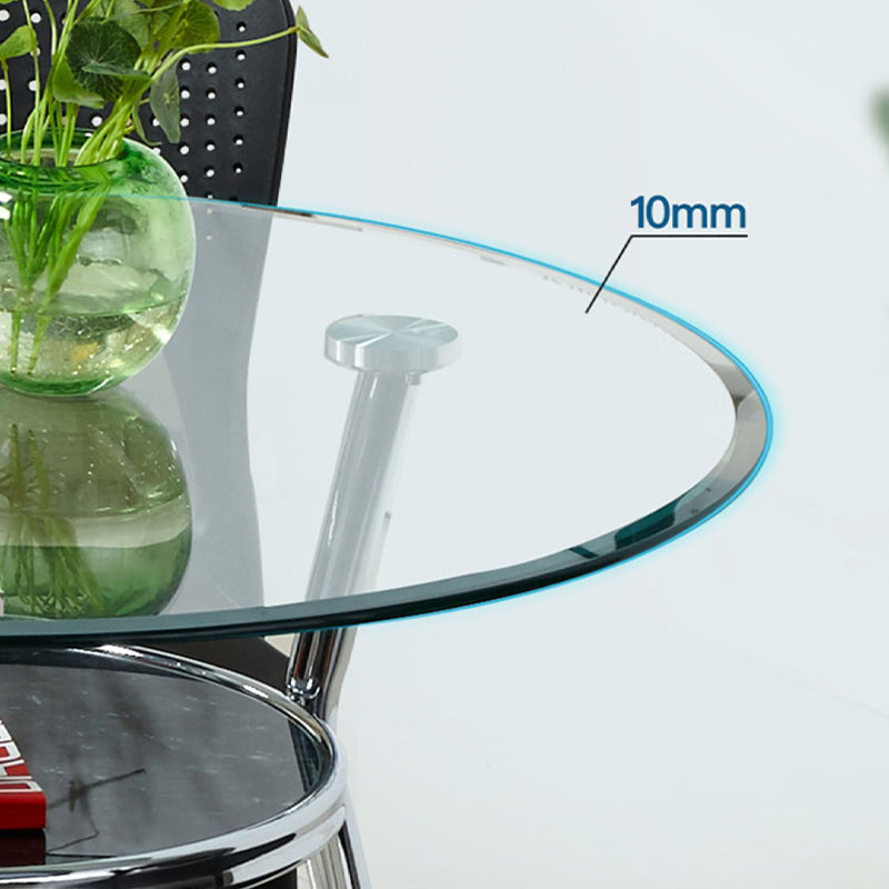 Glass Top Dining Table Modern Round Dining Table with 3 Legs Clearhalo 'Dining Tables & Seating' 'Dining Tables' 'dining_table' 'furn' 'furn_dining_table' 'Furniture' 'furniture_dining_table' 'Kitchen & Dining Furniture' 'kitchen' 'kitchen_dining_table' 4818215