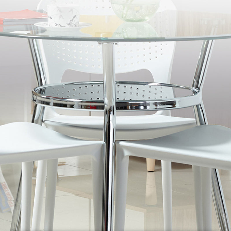 Glass Top Dining Table Modern Round Dining Table with 3 Legs Clearhalo 'Dining Tables & Seating' 'Dining Tables' 'dining_table' 'furn' 'furn_dining_table' 'Furniture' 'furniture_dining_table' 'Kitchen & Dining Furniture' 'kitchen' 'kitchen_dining_table' 4818217