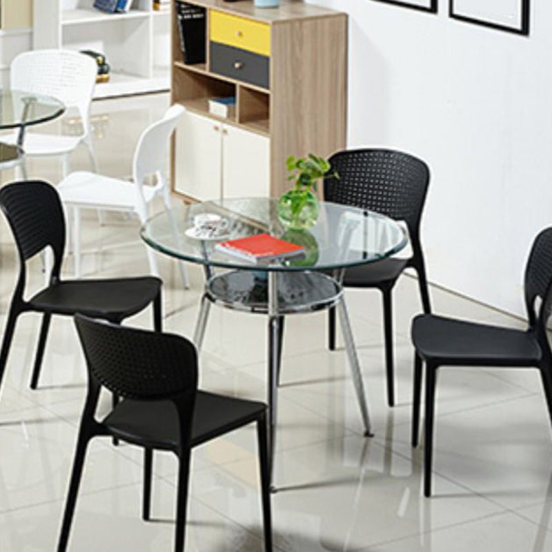 Glass Top Dining Table Modern Round Dining Table with 3 Legs Clearhalo 'Dining Tables & Seating' 'Dining Tables' 'dining_table' 'furn' 'furn_dining_table' 'Furniture' 'furniture_dining_table' 'Kitchen & Dining Furniture' 'kitchen' 'kitchen_dining_table' 4818218
