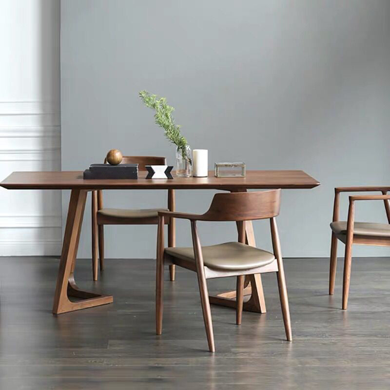 Rectangle Double Pedestal Industrial Dining Table Brown Fixed Table for Home 70.9"L x 31.5"W x 29.5"H Without Chairs Clearhalo 'Dining Tables & Seating' 'Dining Tables' 'dining_table' 'furn' 'furn_dining_table' 'Furniture' 'furniture_dining_table' 'Kitchen & Dining Furniture' 'kitchen' 'kitchen_dining_table' 4818223