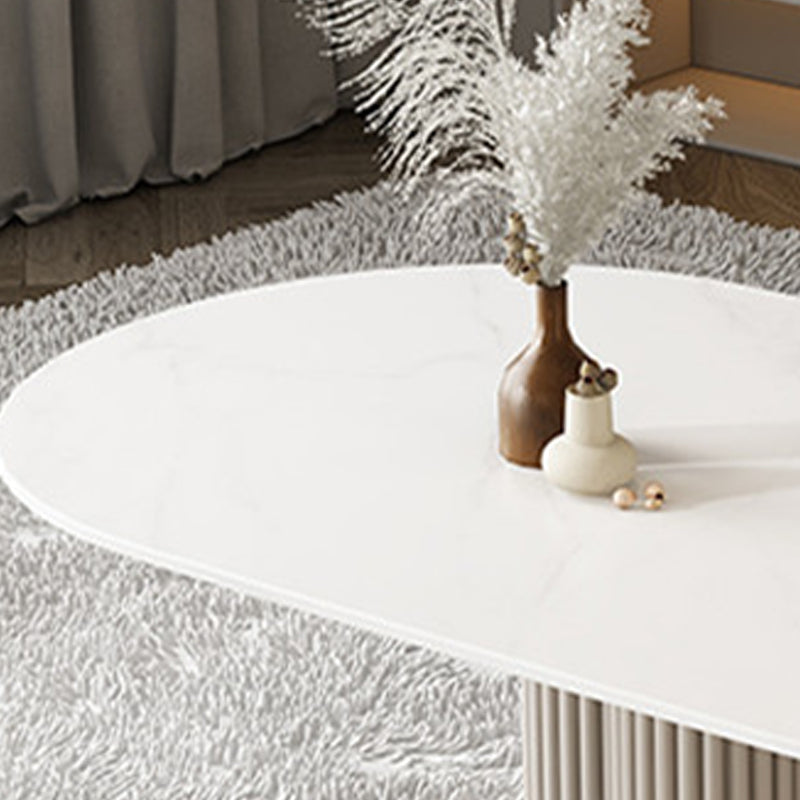 Glass Top Dining Table Modern Oval Indoor Dining Table with 3 White Legs Clearhalo 'Dining Tables & Seating' 'Dining Tables' 'dining_table' 'furn' 'furn_dining_table' 'Furniture' 'furniture_dining_table' 'Kitchen & Dining Furniture' 'kitchen' 'kitchen_dining_table' 4818239