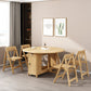 Foldable Rubber Wood Dining Table Medieval Modern Round Table with Storage Trestle Base Natural 39.4"L x 39.4"W x 29.5"H Without Chairs Clearhalo 'Dining Tables & Seating' 'Dining Tables' 'dining_table' 'furn' 'furn_dining_table' 'Furniture' 'furniture_dining_table' 'Kitchen & Dining Furniture' 'kitchen' 'kitchen_dining_table' 4818245