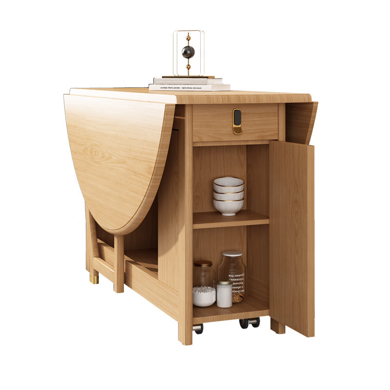 Foldable Rubber Wood Dining Table Medieval Modern Round Table with Storage Trestle Base Clearhalo 'Dining Tables & Seating' 'Dining Tables' 'dining_table' 'furn' 'furn_dining_table' 'Furniture' 'furniture_dining_table' 'Kitchen & Dining Furniture' 'kitchen' 'kitchen_dining_table' 4818247
