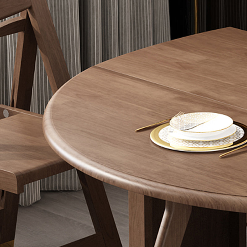 Foldable Rubber Wood Dining Table Medieval Modern Round Table with Storage Trestle Base Clearhalo 'Dining Tables & Seating' 'Dining Tables' 'dining_table' 'furn' 'furn_dining_table' 'Furniture' 'furniture_dining_table' 'Kitchen & Dining Furniture' 'kitchen' 'kitchen_dining_table' 4818250