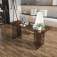 Glass Contemporary Rectangular Dining Table Clear Glass Table with Double Pedestal Brown Without Chairs Clearhalo 'Dining Tables & Seating' 'Dining Tables' 'dining_table' 'furn' 'furn_dining_table' 'Furniture' 'furniture_dining_table' 'Kitchen & Dining Furniture' 'kitchen' 'kitchen_dining_table' 4818258