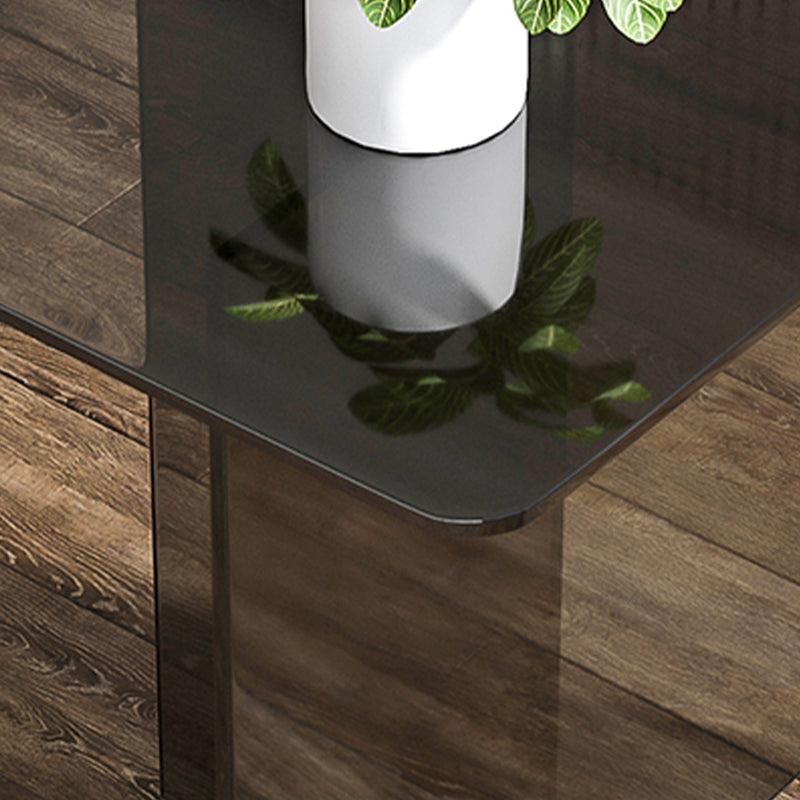 Glass Contemporary Rectangular Dining Table Clear Glass Table with Double Pedestal Clearhalo 'Dining Tables & Seating' 'Dining Tables' 'dining_table' 'furn' 'furn_dining_table' 'Furniture' 'furniture_dining_table' 'Kitchen & Dining Furniture' 'kitchen' 'kitchen_dining_table' 4818262