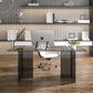Glass Contemporary Rectangular Dining Table Clear Glass Table with Double Pedestal Clearhalo 'Dining Tables & Seating' 'Dining Tables' 'dining_table' 'furn' 'furn_dining_table' 'Furniture' 'furniture_dining_table' 'Kitchen & Dining Furniture' 'kitchen' 'kitchen_dining_table' 4818266