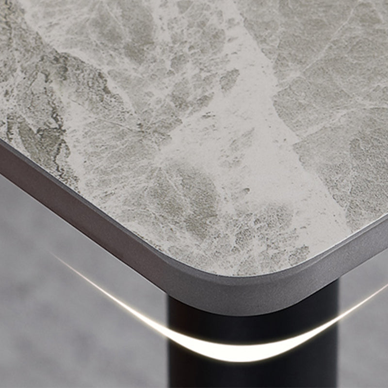 Metal Industrial Rectangle Dining Table Sintered Stone Top Indoor Table with Black Legs Clearhalo 'Dining Tables & Seating' 'Dining Tables' 'dining_table' 'furn' 'furn_dining_table' 'Furniture' 'furniture_dining_table' 'Kitchen & Dining Furniture' 'kitchen' 'kitchen_dining_table' 4818276
