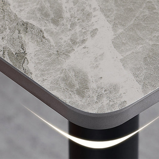 Metal Industrial Rectangle Dining Table Sintered Stone Top Indoor Table with Black Legs Clearhalo 'Dining Tables & Seating' 'Dining Tables' 'dining_table' 'furn' 'furn_dining_table' 'Furniture' 'furniture_dining_table' 'Kitchen & Dining Furniture' 'kitchen' 'kitchen_dining_table' 4818276