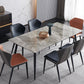 Metal Industrial Rectangle Dining Table Sintered Stone Top Indoor Table with Black Legs Clearhalo 'Dining Tables & Seating' 'Dining Tables' 'dining_table' 'furn' 'furn_dining_table' 'Furniture' 'furniture_dining_table' 'Kitchen & Dining Furniture' 'kitchen' 'kitchen_dining_table' 4818278