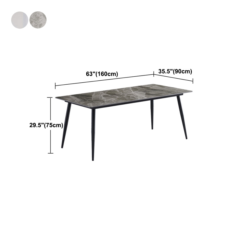 Metal Industrial Rectangle Dining Table Sintered Stone Top Indoor Table with Black Legs Clearhalo 'Dining Tables & Seating' 'Dining Tables' 'dining_table' 'furn' 'furn_dining_table' 'Furniture' 'furniture_dining_table' 'Kitchen & Dining Furniture' 'kitchen' 'kitchen_dining_table' 4818282