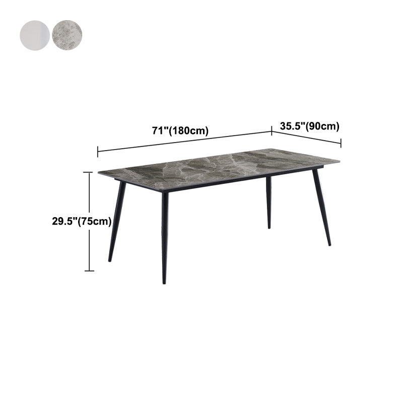 Metal Industrial Rectangle Dining Table Sintered Stone Top Indoor Table with Black Legs Clearhalo 'Dining Tables & Seating' 'Dining Tables' 'dining_table' 'furn' 'furn_dining_table' 'Furniture' 'furniture_dining_table' 'Kitchen & Dining Furniture' 'kitchen' 'kitchen_dining_table' 4818283