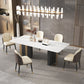 Luxury Sintered Stone Top Dining Table Rectangle Indoor Table with Double Pedestal 55.1"L x 31.5"W x 29.5"H Without Chairs Clearhalo 'Dining Tables & Seating' 'Dining Tables' 'dining_table' 'furn' 'furn_dining_table' 'Furniture' 'furniture_dining_table' 'Kitchen & Dining Furniture' 'kitchen' 'kitchen_dining_table' 4818284