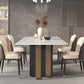 Luxury Sintered Stone Top Dining Table Rectangle Indoor Table with Double Pedestal Clearhalo 'Dining Tables & Seating' 'Dining Tables' 'dining_table' 'furn' 'furn_dining_table' 'Furniture' 'furniture_dining_table' 'Kitchen & Dining Furniture' 'kitchen' 'kitchen_dining_table' 4818290