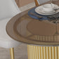 Metal Base Contemporary Oval Dining Table Double Pedestal Table for Dining Room Clearhalo 'Dining Tables & Seating' 'Dining Tables' 'dining_table' 'furn' 'furn_dining_table' 'Furniture' 'furniture_dining_table' 'Kitchen & Dining Furniture' 'kitchen' 'kitchen_dining_table' 4818305
