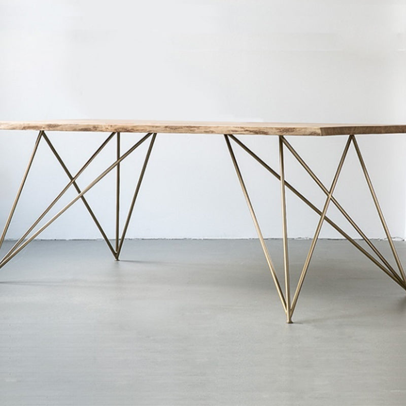 Rectangle 4 Legs Luxury Dining Table Solid Wood Fixed Table for Kitchen Gold 70.9"L x 31.5"W x 29.5"H Without Chairs Clearhalo 'Dining Tables & Seating' 'Dining Tables' 'dining_table' 'furn' 'furn_dining_table' 'Furniture' 'furniture_dining_table' 'Kitchen & Dining Furniture' 'kitchen' 'kitchen_dining_table' 4818316