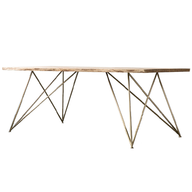 Rectangle 4 Legs Luxury Dining Table Solid Wood Fixed Table for Kitchen Gold Without Chairs Clearhalo 'Dining Tables & Seating' 'Dining Tables' 'dining_table' 'furn' 'furn_dining_table' 'Furniture' 'furniture_dining_table' 'Kitchen & Dining Furniture' 'kitchen' 'kitchen_dining_table' 4818320