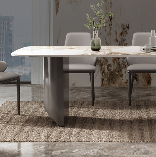 Industrial Sintered Stone Dining Table Rectangle Dining Table for Dining Room Clearhalo 'Dining Tables & Seating' 'Dining Tables' 'dining_table' 'furn' 'furn_dining_table' 'Furniture' 'furniture_dining_table' 'Kitchen & Dining Furniture' 'kitchen' 'kitchen_dining_table' 4818350