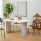 Modern Solid Wood Table for Restaurant Oval Kitchen Table with Double Pedestal White 70.9"L x 31.5"W x 29.5"H Without Chairs Clearhalo 'Dining Tables & Seating' 'Dining Tables' 'dining_table' 'furn' 'furn_dining_table' 'Furniture' 'furniture_dining_table' 'Kitchen & Dining Furniture' 'kitchen' 'kitchen_dining_table' 4818357