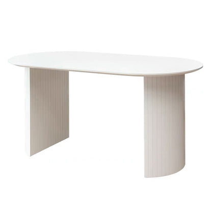 Modern Solid Wood Table for Restaurant Oval Kitchen Table with Double Pedestal White Without Chairs Clearhalo 'Dining Tables & Seating' 'Dining Tables' 'dining_table' 'furn' 'furn_dining_table' 'Furniture' 'furniture_dining_table' 'Kitchen & Dining Furniture' 'kitchen' 'kitchen_dining_table' 4818361