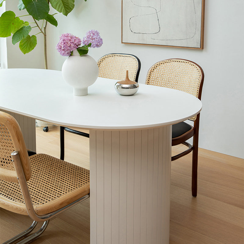 Modern Solid Wood Table for Restaurant Oval Kitchen Table with Double Pedestal Clearhalo 'Dining Tables & Seating' 'Dining Tables' 'dining_table' 'furn' 'furn_dining_table' 'Furniture' 'furniture_dining_table' 'Kitchen & Dining Furniture' 'kitchen' 'kitchen_dining_table' 4818362