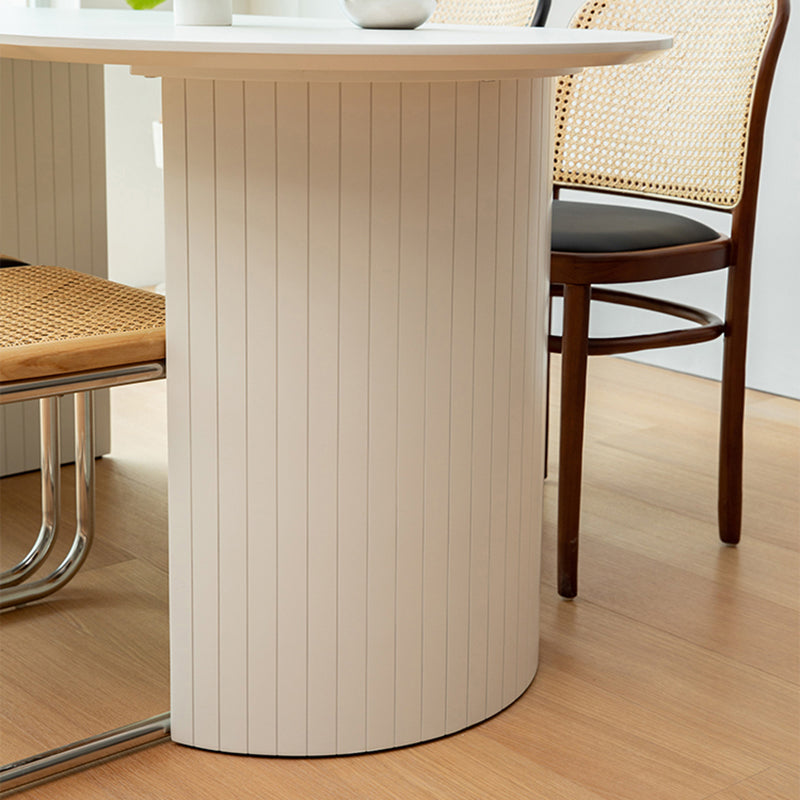 Modern Solid Wood Table for Restaurant Oval Kitchen Table with Double Pedestal Clearhalo 'Dining Tables & Seating' 'Dining Tables' 'dining_table' 'furn' 'furn_dining_table' 'Furniture' 'furniture_dining_table' 'Kitchen & Dining Furniture' 'kitchen' 'kitchen_dining_table' 4818363