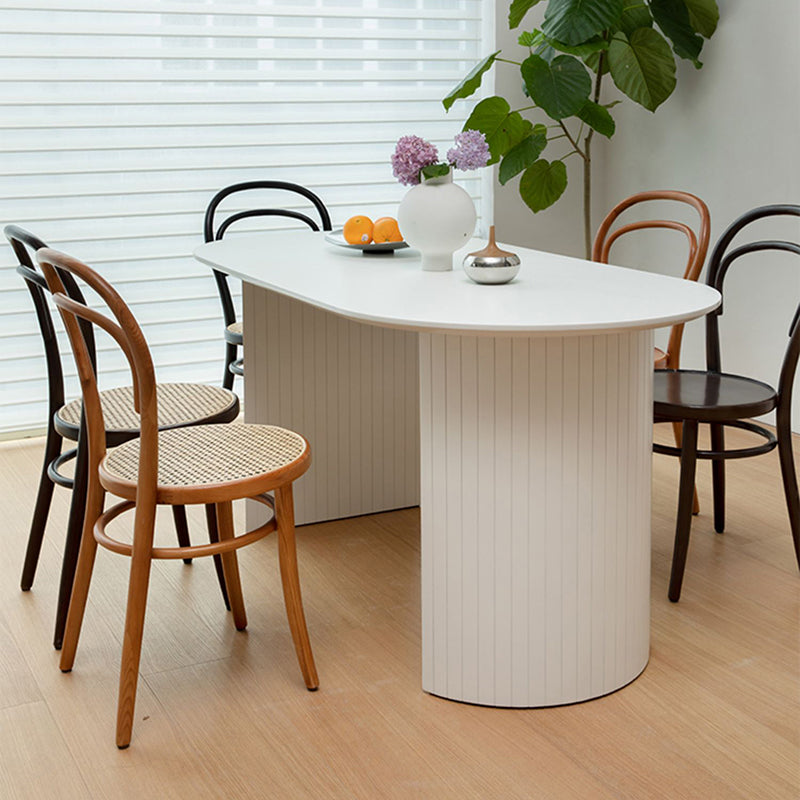 Modern Solid Wood Table for Restaurant Oval Kitchen Table with Double Pedestal Clearhalo 'Dining Tables & Seating' 'Dining Tables' 'dining_table' 'furn' 'furn_dining_table' 'Furniture' 'furniture_dining_table' 'Kitchen & Dining Furniture' 'kitchen' 'kitchen_dining_table' 4818365