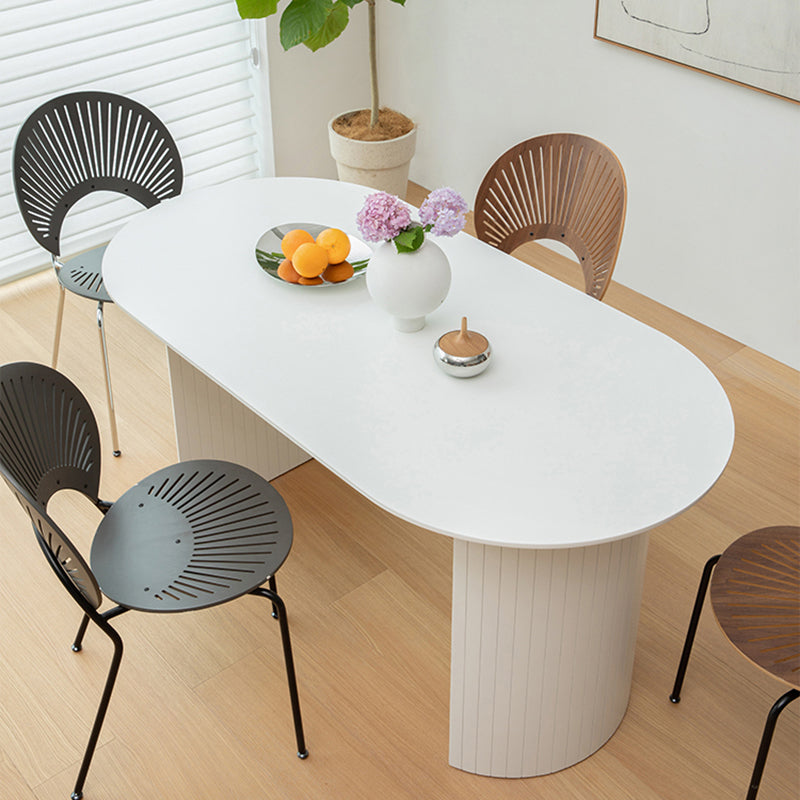 Modern Solid Wood Table for Restaurant Oval Kitchen Table with Double Pedestal Clearhalo 'Dining Tables & Seating' 'Dining Tables' 'dining_table' 'furn' 'furn_dining_table' 'Furniture' 'furniture_dining_table' 'Kitchen & Dining Furniture' 'kitchen' 'kitchen_dining_table' 4818368
