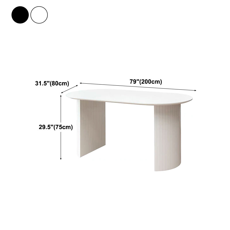 Modern Solid Wood Table for Restaurant Oval Kitchen Table with Double Pedestal Clearhalo 'Dining Tables & Seating' 'Dining Tables' 'dining_table' 'furn' 'furn_dining_table' 'Furniture' 'furniture_dining_table' 'Kitchen & Dining Furniture' 'kitchen' 'kitchen_dining_table' 4818374