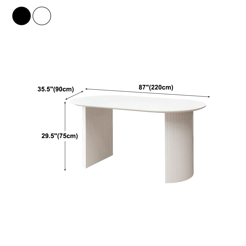 Modern Solid Wood Table for Restaurant Oval Kitchen Table with Double Pedestal Clearhalo 'Dining Tables & Seating' 'Dining Tables' 'dining_table' 'furn' 'furn_dining_table' 'Furniture' 'furniture_dining_table' 'Kitchen & Dining Furniture' 'kitchen' 'kitchen_dining_table' 4818375