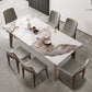 Rectangle Sintered Stone Table for Restaurant Medieval Modern Table with 4 Legs Pandora Gold 78.7"L x 39.4"W x 29.5"H Without Chairs Clearhalo 'Dining Tables & Seating' 'Dining Tables' 'dining_table' 'furn' 'furn_dining_table' 'Furniture' 'furniture_dining_table' 'Kitchen & Dining Furniture' 'kitchen' 'kitchen_dining_table' 4818381
