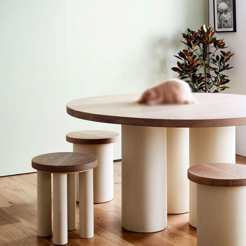 Modern Pine Wood Table for Restaurant Oval Dining Table with Double Pedestal Clearhalo 'Dining Tables & Seating' 'Dining Tables' 'dining_table' 'furn' 'furn_dining_table' 'Furniture' 'furniture_dining_table' 'Kitchen & Dining Furniture' 'kitchen' 'kitchen_dining_table' 4818401