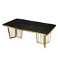 Glam Sintered Stone Double Pedestal Table Home Rectangle Dining Table Black Gold Without Chairs Clearhalo 'Dining Tables & Seating' 'Dining Tables' 'dining_table' 'furn' 'furn_dining_table' 'Furniture' 'furniture_dining_table' 'Kitchen & Dining Furniture' 'kitchen' 'kitchen_dining_table' 4818411
