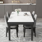 Stone Top Dining Table Modern Rectangle Dining Table with 4 Wood Legs White 63"L x 35.4"W x 29.5"H Without Chairs Clearhalo 'Dining Tables & Seating' 'Dining Tables' 'dining_table' 'furn' 'furn_dining_table' 'Furniture' 'furniture_dining_table' 'Kitchen & Dining Furniture' 'kitchen' 'kitchen_dining_table' 4818431