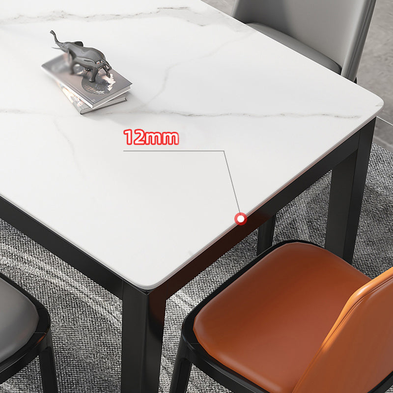 Stone Top Dining Table Modern Rectangle Dining Table with 4 Wood Legs Clearhalo 'Dining Tables & Seating' 'Dining Tables' 'dining_table' 'furn' 'furn_dining_table' 'Furniture' 'furniture_dining_table' 'Kitchen & Dining Furniture' 'kitchen' 'kitchen_dining_table' 4818436