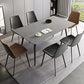 Stone Top Dining Table Rectangle Modern Dining Table with 4 Black Legs Grey Without Chairs Clearhalo 'Dining Tables & Seating' 'Dining Tables' 'dining_table' 'furn' 'furn_dining_table' 'Furniture' 'furniture_dining_table' 'Kitchen & Dining Furniture' 'kitchen' 'kitchen_dining_table' 4818447