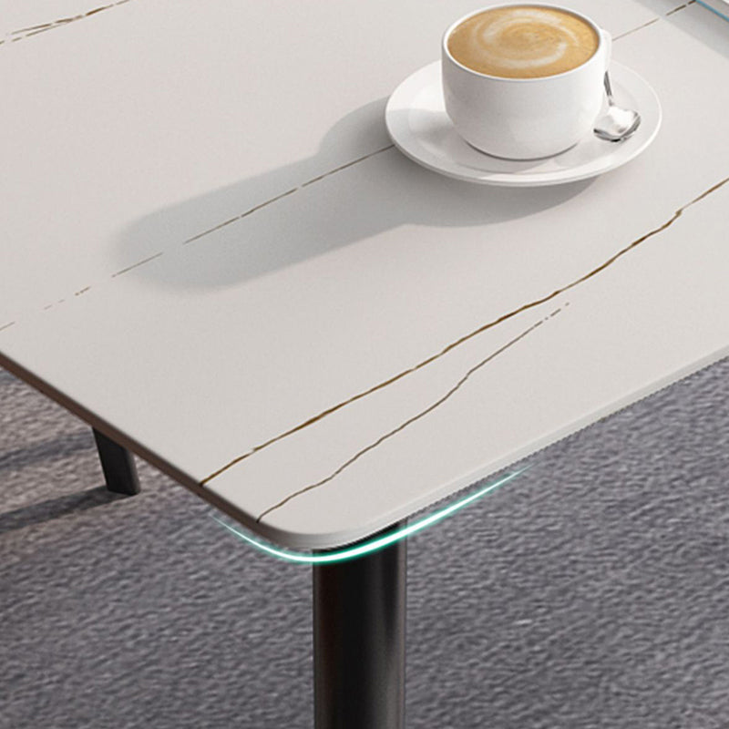 Stone Top Dining Table Rectangle Modern Dining Table with 4 Black Legs Clearhalo 'Dining Tables & Seating' 'Dining Tables' 'dining_table' 'furn' 'furn_dining_table' 'Furniture' 'furniture_dining_table' 'Kitchen & Dining Furniture' 'kitchen' 'kitchen_dining_table' 4818449