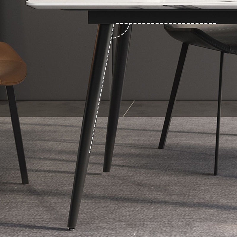 Stone Top Dining Table Rectangle Modern Dining Table with 4 Black Legs Clearhalo 'Dining Tables & Seating' 'Dining Tables' 'dining_table' 'furn' 'furn_dining_table' 'Furniture' 'furniture_dining_table' 'Kitchen & Dining Furniture' 'kitchen' 'kitchen_dining_table' 4818450