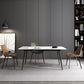 Stone Top Dining Table Rectangle Modern Dining Table with 4 Black Legs Clearhalo 'Dining Tables & Seating' 'Dining Tables' 'dining_table' 'furn' 'furn_dining_table' 'Furniture' 'furniture_dining_table' 'Kitchen & Dining Furniture' 'kitchen' 'kitchen_dining_table' 4818452