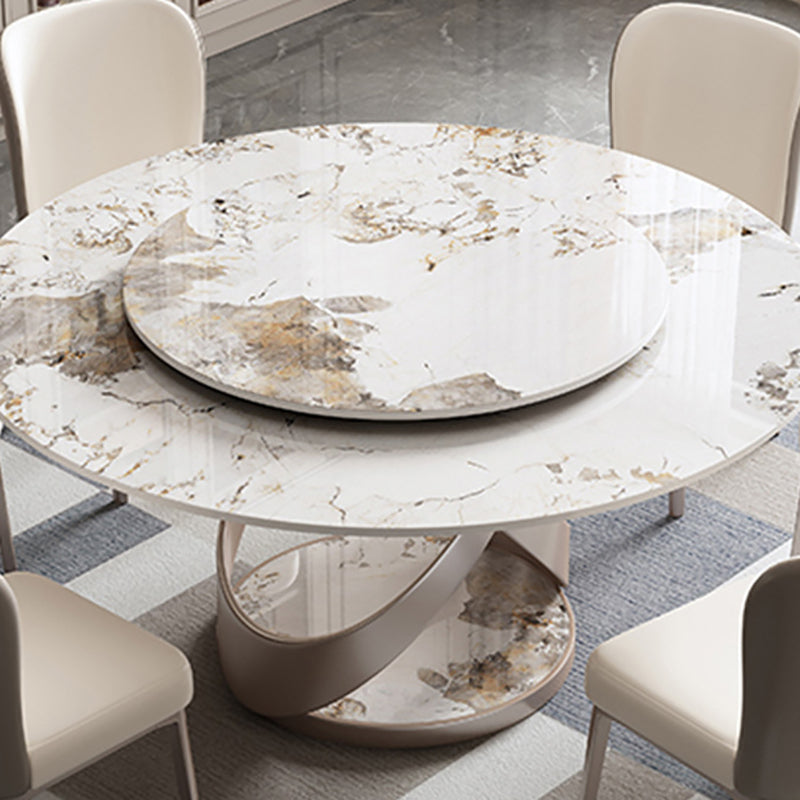 Stone Top Dining Table Round Modern Dining Table with Pedestal Base Clearhalo 'Dining Tables & Seating' 'Dining Tables' 'dining_table' 'furn' 'furn_dining_table' 'Furniture' 'furniture_dining_table' 'Kitchen & Dining Furniture' 'kitchen' 'kitchen_dining_table' 4818464