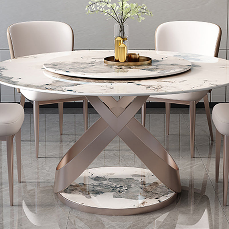 Stone Top Dining Table Round Modern Dining Table with Pedestal Base Clearhalo 'Dining Tables & Seating' 'Dining Tables' 'dining_table' 'furn' 'furn_dining_table' 'Furniture' 'furniture_dining_table' 'Kitchen & Dining Furniture' 'kitchen' 'kitchen_dining_table' 4818466
