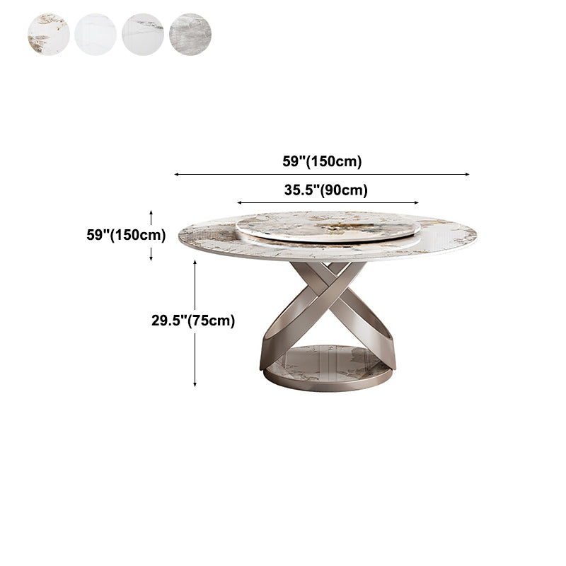Stone Top Dining Table Round Modern Dining Table with Pedestal Base Clearhalo 'Dining Tables & Seating' 'Dining Tables' 'dining_table' 'furn' 'furn_dining_table' 'Furniture' 'furniture_dining_table' 'Kitchen & Dining Furniture' 'kitchen' 'kitchen_dining_table' 4818469