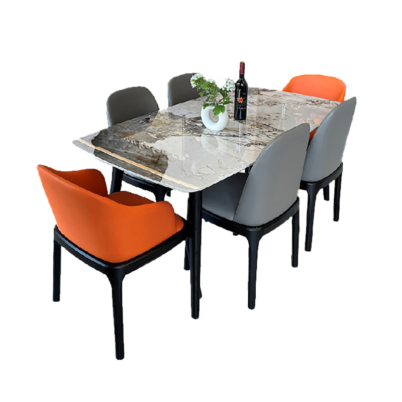 Stone Top Dining Table Modern Rectangle Table with 4 Wood Legs in Black Clearhalo 'Dining Tables & Seating' 'Dining Tables' 'dining_table' 'furn' 'furn_dining_table' 'Furniture' 'furniture_dining_table' 'Kitchen & Dining Furniture' 'kitchen' 'kitchen_dining_table' 4818474
