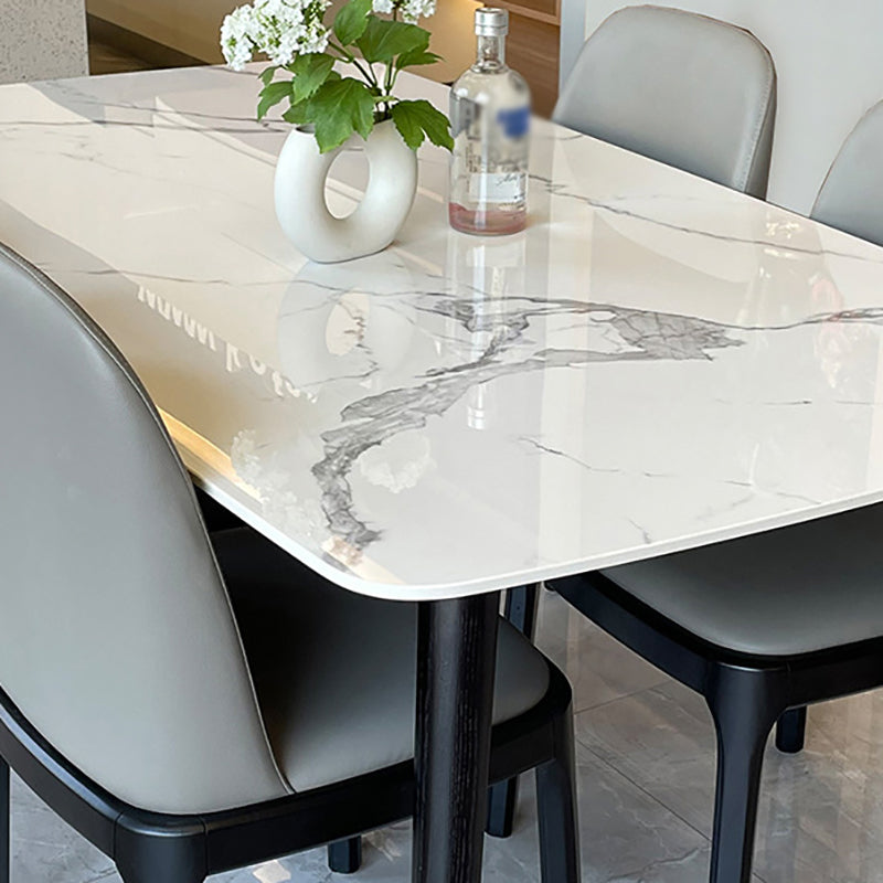 Stone Top Dining Table Modern Rectangle Table with 4 Wood Legs in Black Clearhalo 'Dining Tables & Seating' 'Dining Tables' 'dining_table' 'furn' 'furn_dining_table' 'Furniture' 'furniture_dining_table' 'Kitchen & Dining Furniture' 'kitchen' 'kitchen_dining_table' 4818475