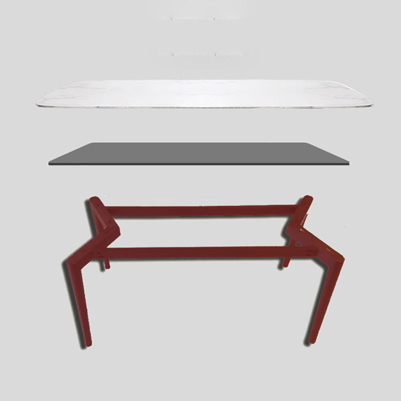 Stone Top Dining Table Modern Rectangle Table with 4 Wood Legs in Black Clearhalo 'Dining Tables & Seating' 'Dining Tables' 'dining_table' 'furn' 'furn_dining_table' 'Furniture' 'furniture_dining_table' 'Kitchen & Dining Furniture' 'kitchen' 'kitchen_dining_table' 4818476