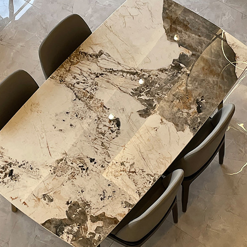 Stone Top Dining Table Modern Rectangle Table with 4 Wood Legs in Black Clearhalo 'Dining Tables & Seating' 'Dining Tables' 'dining_table' 'furn' 'furn_dining_table' 'Furniture' 'furniture_dining_table' 'Kitchen & Dining Furniture' 'kitchen' 'kitchen_dining_table' 4818477