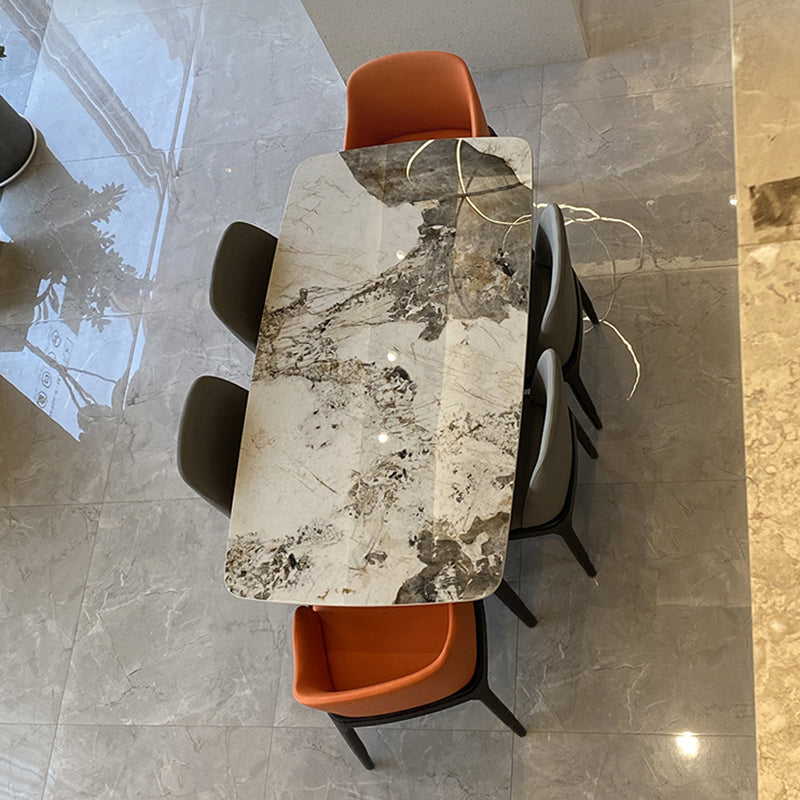 Stone Top Dining Table Modern Rectangle Table with 4 Wood Legs in Black Clearhalo 'Dining Tables & Seating' 'Dining Tables' 'dining_table' 'furn' 'furn_dining_table' 'Furniture' 'furniture_dining_table' 'Kitchen & Dining Furniture' 'kitchen' 'kitchen_dining_table' 4818479